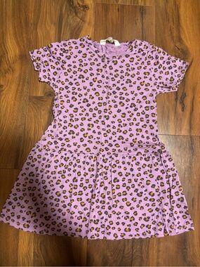 H&M Toddler Girls Short Sleeve Leopard Print Dress - Purple 5t